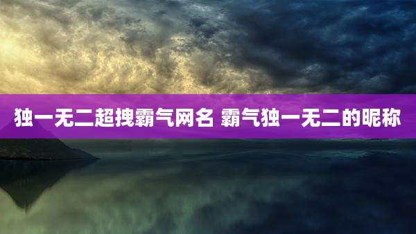 独一无二超拽霸气网名 霸气独一无二的昵称