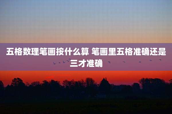 五格数理笔画按什么算 笔画里五格准确还是三才准确
