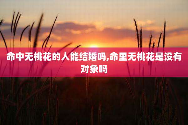 命中无桃花的人能结婚吗,命里无桃花是没有对象吗