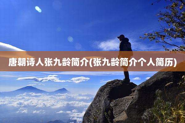 唐朝诗人张九龄简介(张九龄简介个人简历)