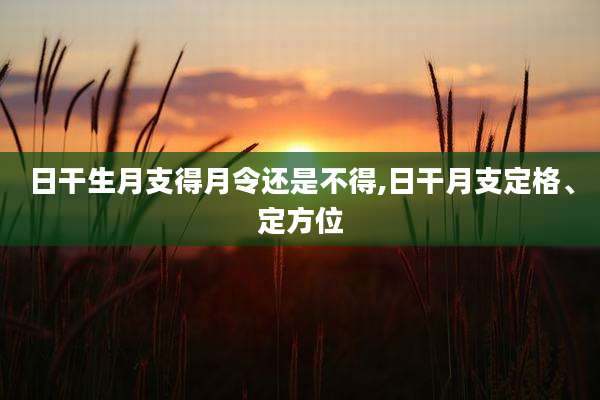 日干生月支得月令还是不得,日干月支定格、定方位