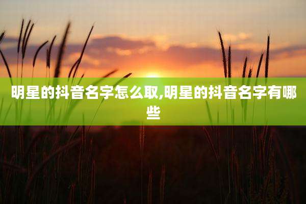 明星的抖音名字怎么取,明星的抖音名字有哪些