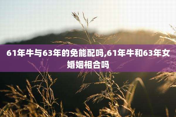 61年牛与63年的免能配吗,61年牛和63年女婚姻相合吗
