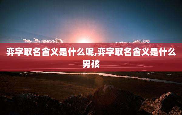 弈字取名含义是什么呢,弈字取名含义是什么男孩
