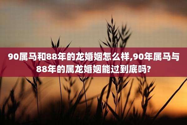 90属马和88年的龙婚姻怎么样,90年属马与88年的属龙婚姻能过到底吗?