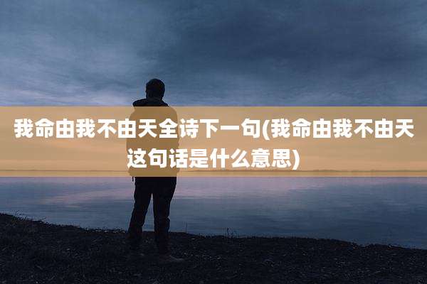 我命由我不由天全诗下一句(我命由我不由天这句话是什么意思)
