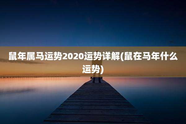 鼠年属马运势2020运势详解(鼠在马年什么运势)