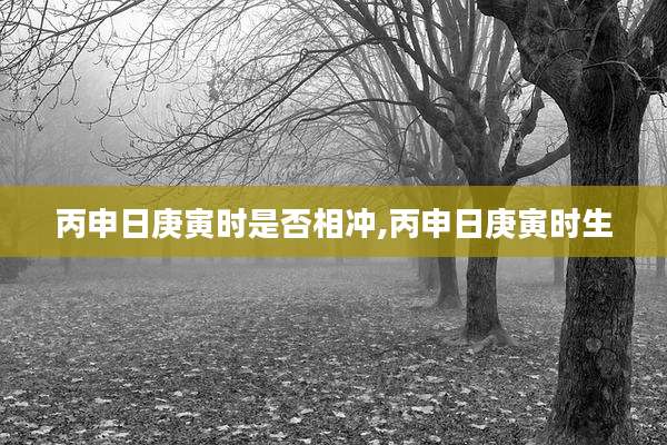 丙申日庚寅时是否相冲,丙申日庚寅时生