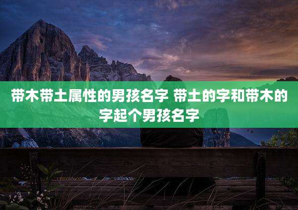 带木带土属性的男孩名字 带土的字和带木的字起个男孩名字