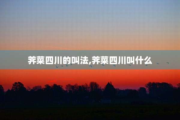 荠菜四川的叫法,荠菜四川叫什么