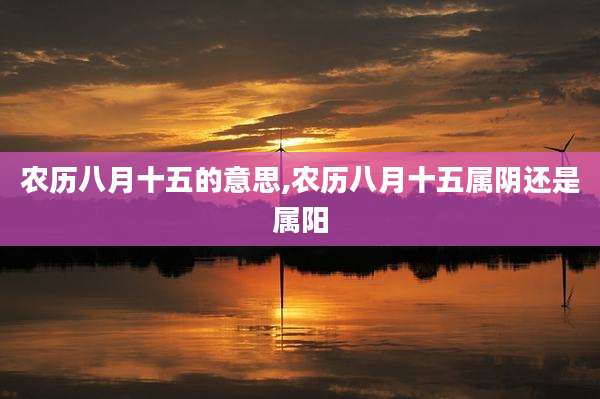 农历八月十五的意思,农历八月十五属阴还是属阳