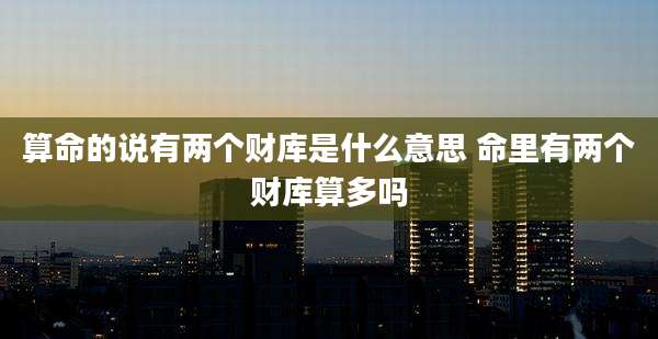 算命的说有两个财库是什么意思 命里有两个财库算多吗