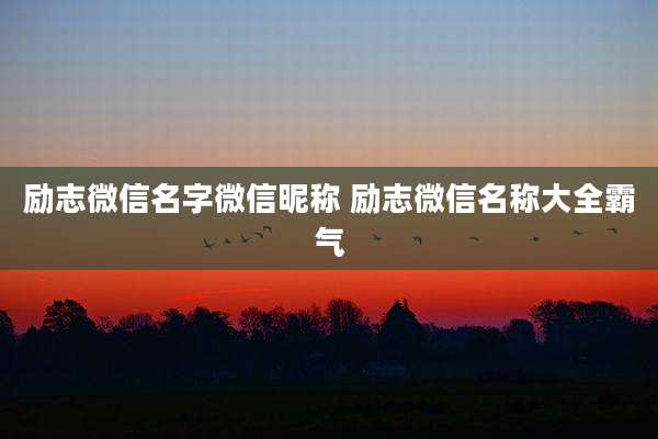 励志微信名字微信昵称 励志微信名称大全霸气