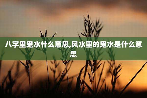 八字里鬼水什么意思,风水里的鬼水是什么意思