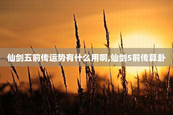 仙剑五前传运势有什么用啊,仙剑5前传算卦
