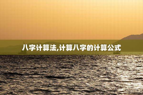 八字计算法,计算八字的计算公式