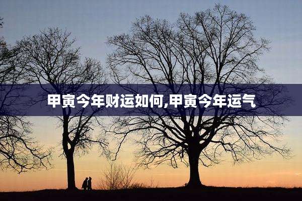 甲寅今年财运如何,甲寅今年运气