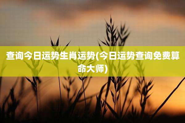 查询今日运势生肖运势(今日运势查询免费算命大师)