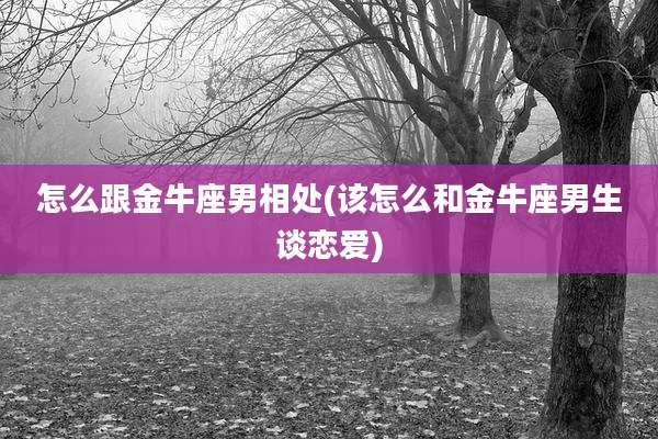 怎么跟金牛座男相处(该怎么和金牛座男生谈恋爱)