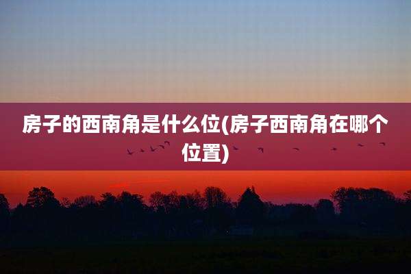 房子的西南角是什么位(房子西南角在哪个位置)