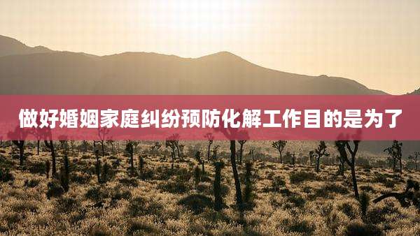 做好婚姻家庭纠纷预防化解工作目的是为了