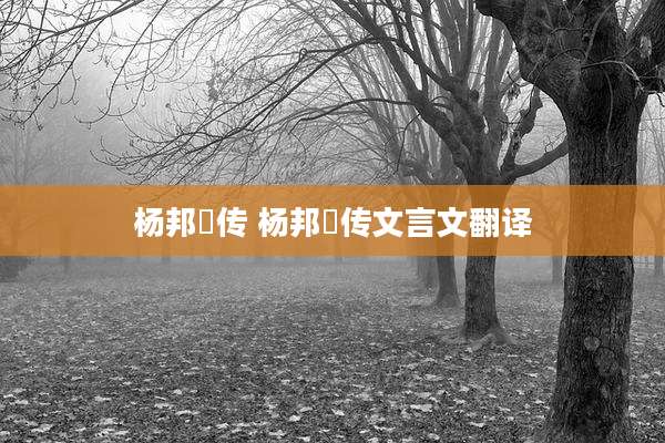 杨邦乂传 杨邦乂传文言文翻译