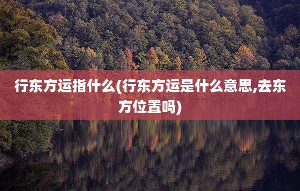 行东方运指什么(行东方运是什么意思,去东方位置吗)