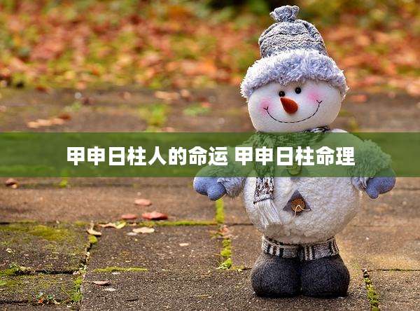 甲申日柱人的命运 甲申日柱命理