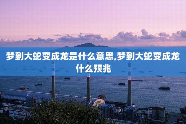 梦到大蛇变成龙是什么意思,梦到大蛇变成龙什么预兆