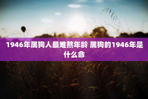 1946年属狗人最难熬年龄 属狗的1946年是什么命