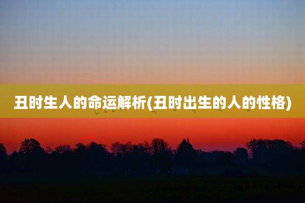 丑时生人的命运解析(丑时出生的人的性格)