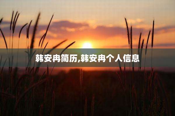 韩安冉简历,韩安冉个人信息
