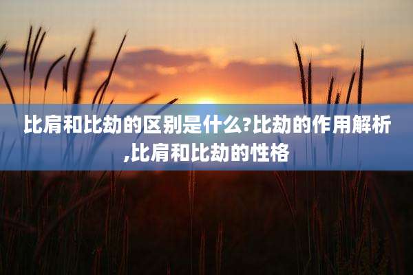 比肩和比劫的区别是什么?比劫的作用解析,比肩和比劫的性格