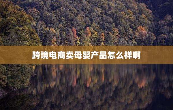 跨境电商卖母婴产品怎么样啊