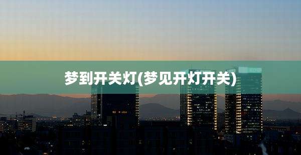 梦到开关灯(梦见开灯开关)