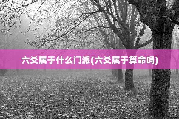 六爻属于什么门派(六爻属于算命吗)