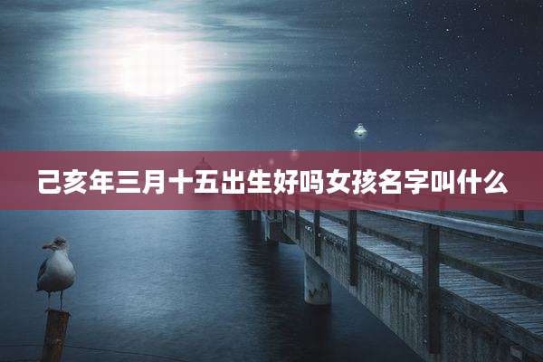 己亥年三月十五出生好吗女孩名字叫什么