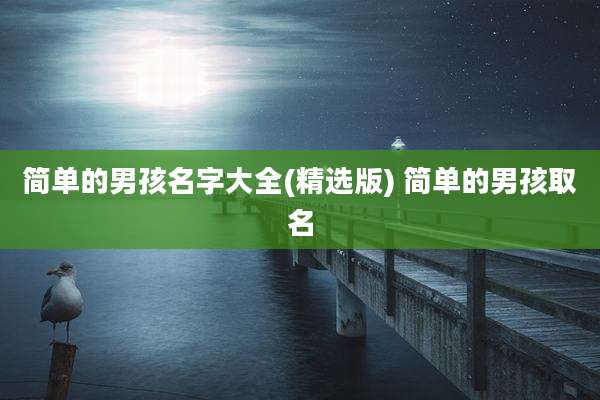 简单的男孩名字大全(精选版) 简单的男孩取名