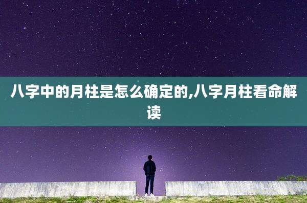 八字中的月柱是怎么确定的,八字月柱看命解读