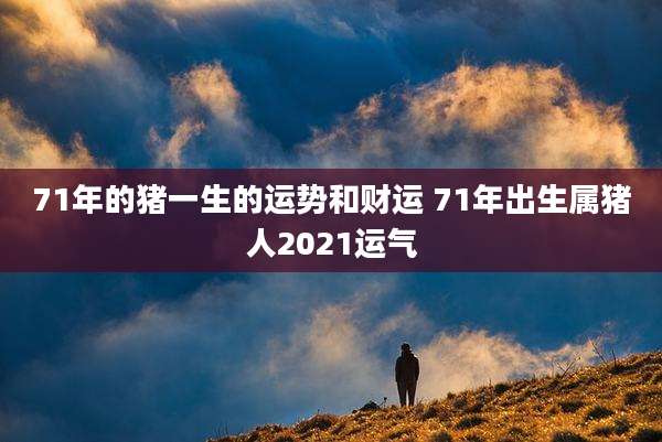 71年的猪一生的运势和财运 71年出生属猪人2021运气