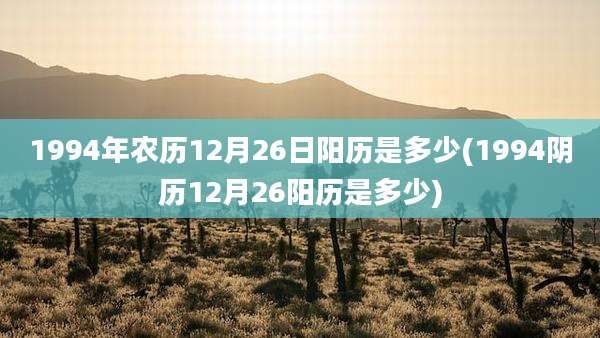 1994年农历12月26日阳历是多少(1994阴历12月26阳历是多少)