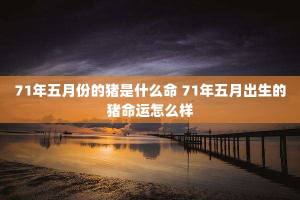 71年五月份的猪是什么命 71年五月出生的猪命运怎么样