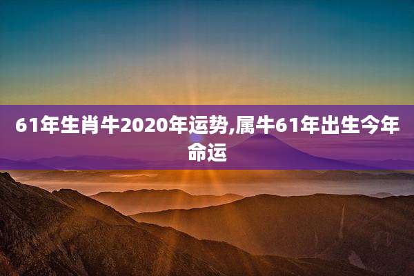 61年生肖牛2020年运势,属牛61年出生今年命运