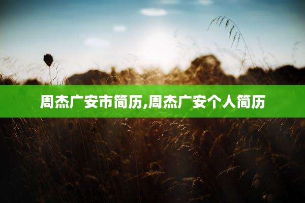 周杰广安市简历,周杰广安个人简历