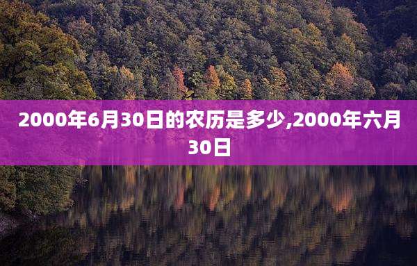 2000年6月30日的农历是多少,2000年六月30日