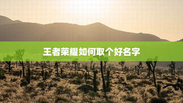 王者荣耀如何取个好名字