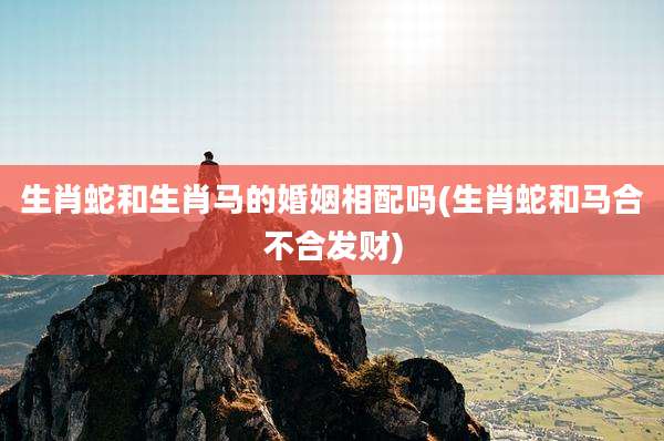 生肖蛇和生肖马的婚姻相配吗(生肖蛇和马合不合发财)