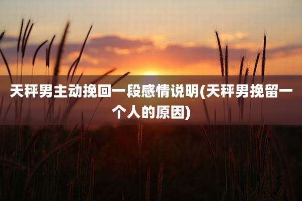 天秤男主动挽回一段感情说明(天秤男挽留一个人的原因)