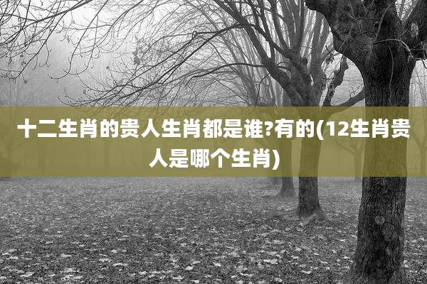十二生肖的贵人生肖都是谁?有的(12生肖贵人是哪个生肖)