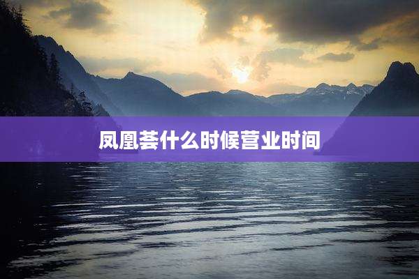 凤凰荟什么时候营业时间